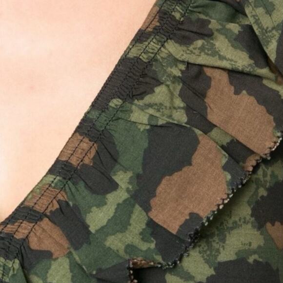 Zadig & Voltaire Rebelle Leo Green Brown Ruffle Trim Camo Midi Dress XS - Picture 4 of 10